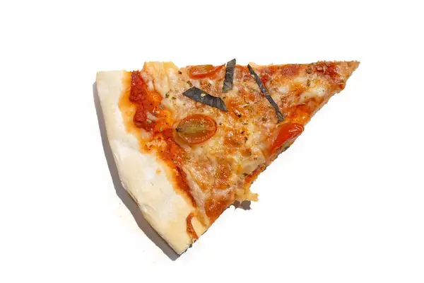 Pizza Placa Branca Sobre Fundo Escuro — Fotografia de Stock