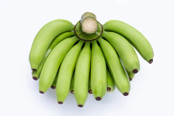 Groene Banaan Witte Achtergrond — Stockfoto