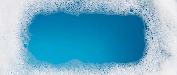 Bolha Espuma Detergente Wate Fundo Azul Sabão Sud — Fotografia de Stock