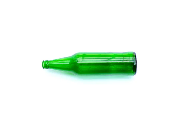 Botella Vidrio Verde Sobre Fondo Blanco — Foto de Stock