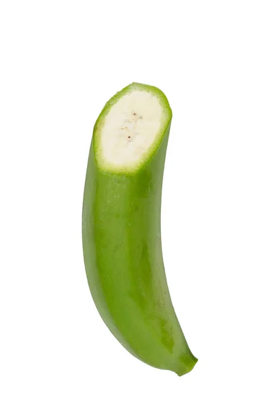 Banana Cruda Isolata Sfondo Bianco — Foto Stock