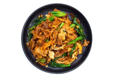 Soya soslu pilavlı erişte ve domuz eti.