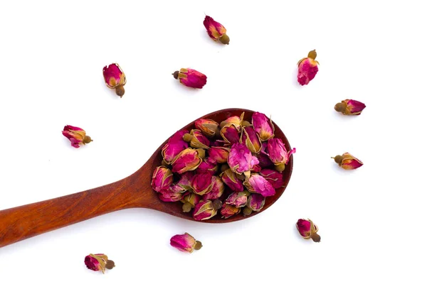 stock image Dried roses for tea on white background.