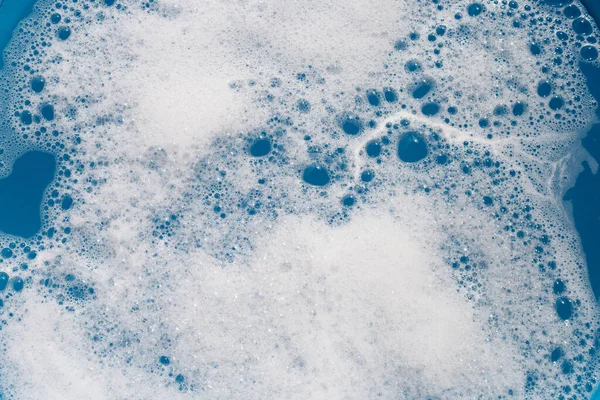 Detergent Foam Bubble Water Blue Background Soap Sud — Stock Photo, Image