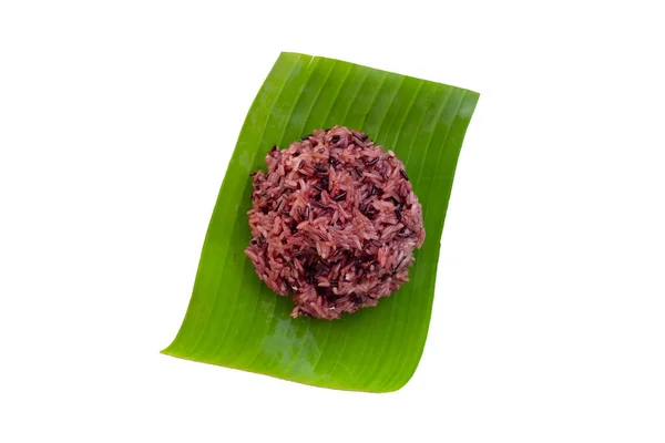 stock image Black sticky rice on banana leaf