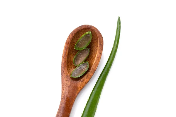 stock image Aloe vera is a popular medicinal plant for health and beauty, on a white background.