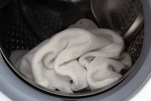 Toalha Usada Máquina Lavar Roupa — Fotografia de Stock