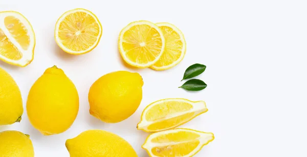 Fresh Lemon Green Leaves White Background — Stock Photo, Image
