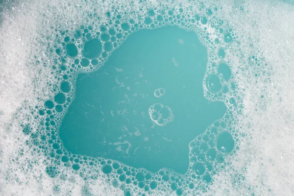 Piankowa Bańka Detergentów Wate Niebieskie Tło Mydło Sud — Zdjęcie stockowe
