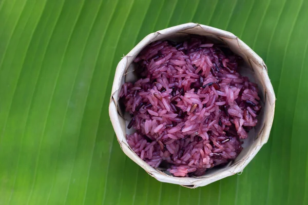 stock image Black sticky rice with fried dried beef