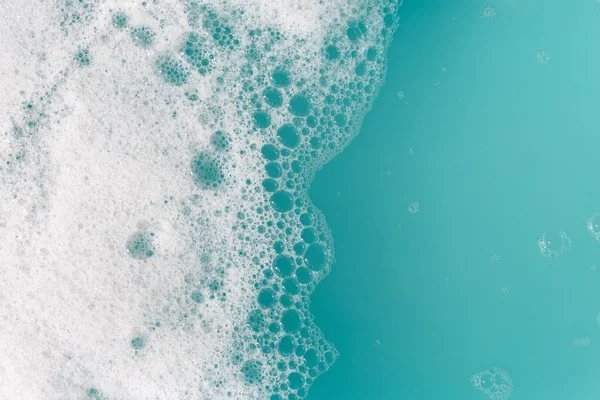 Burbuja Espuma Detergente Wate Fondo Azul Jabón Sud —  Fotos de Stock