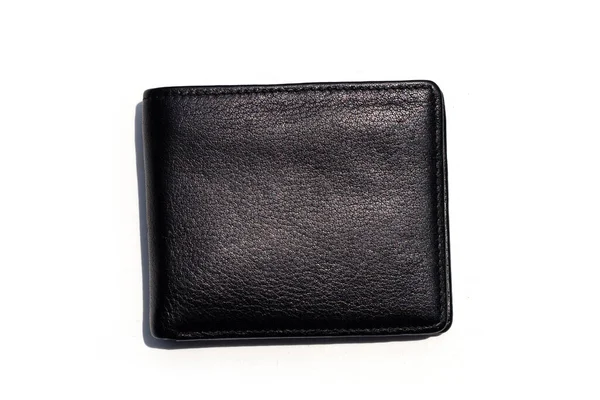 白い背景に隔離されたブラック財布 — ストック写真