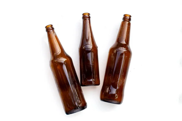 Empty Brown Bottles White Background — Stock Photo, Image