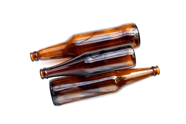 Empty Brown Bottles White Background — Stock Photo, Image