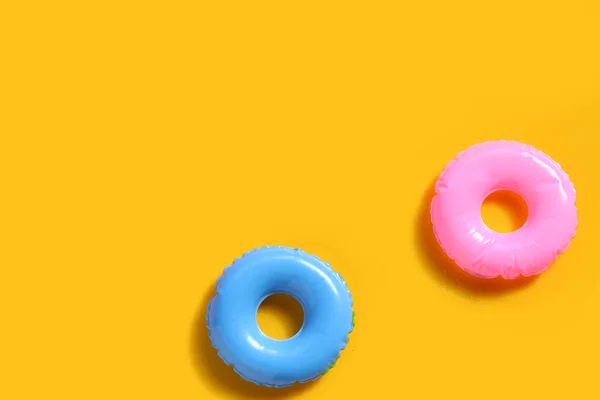 Inflatable Ring Yellow Background Summer Background Concept — Photo