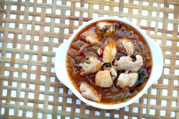 Spicy Chicken Soup Vermicelli Glass Noodle — Stok fotoğraf