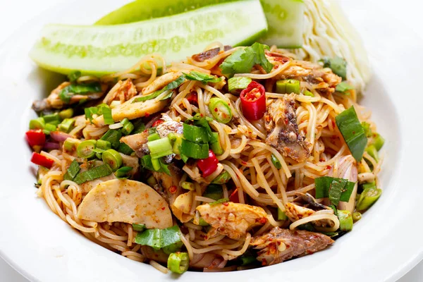 stock image Fermented rice flour noodles spicy salad