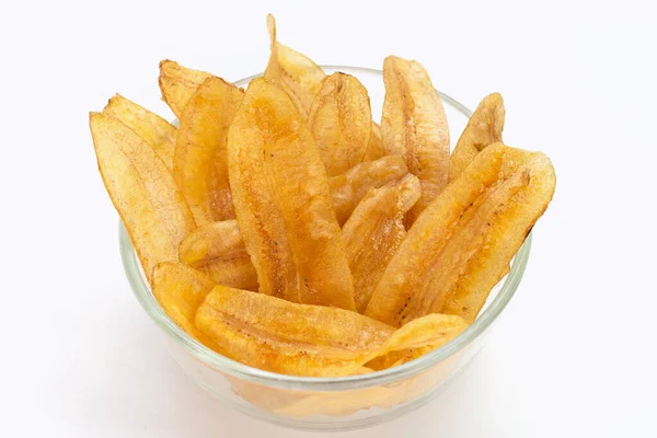 Chipsy Bananowe Żółtym Tle — Zdjęcie stockowe