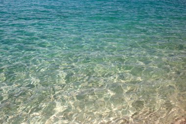 Mavi deniz suyu yüzeyi dokusu. Mavi okyanus yazı