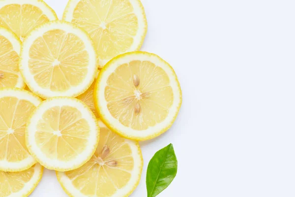 Fresh Lemon Slices Isolated White Background — Stock Photo, Image