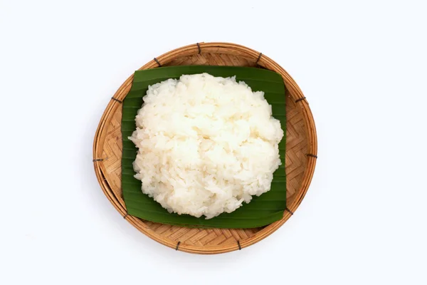 Klebriger Reis Auf Weißem Hintergrund — Stockfoto