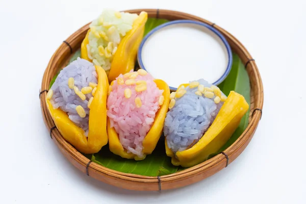 Jackfruit Sticky Rice Thai Dessert — Stock Photo, Image