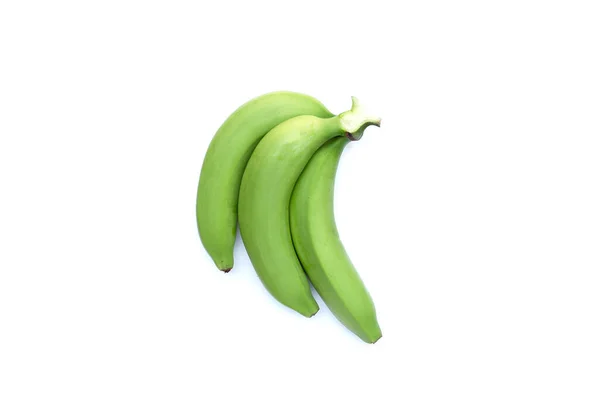 Banane Verte Sur Fond Blanc — Photo
