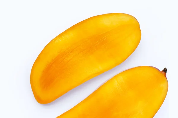 Mangó Gyümölcsszeletek Fehér Alapon — Stock Fotó