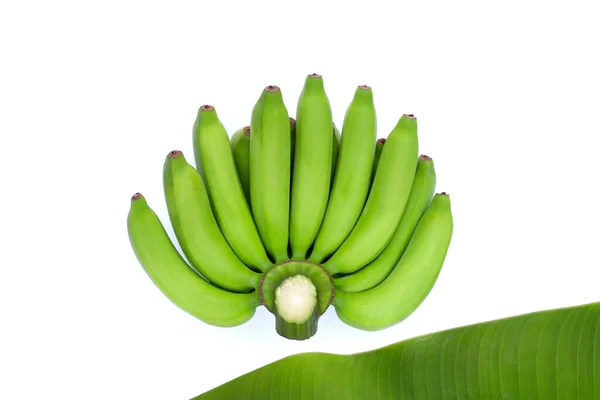Banana Verde Sobre Fundo Branco — Fotografia de Stock