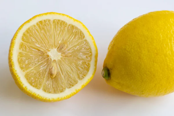 Ripe Lemons White Background Stock Photo