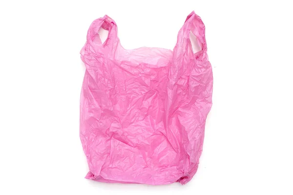 Pink Plastic Bag White Background Copy Space — Stock Photo, Image