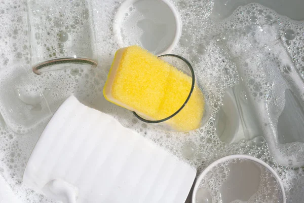 Washing Used Drinking Glasses Cups — Stock Photo, Image