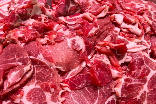 Carne Porco Crua Fatias Frescas — Fotografia de Stock