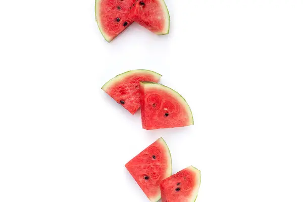 Watermeloen Plakjes Witte Achtergrond — Stockfoto