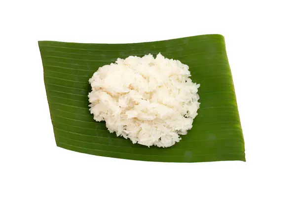 Sticky Rice Banana Leaf White Background —  Fotos de Stock