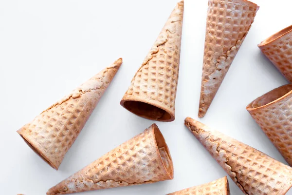 Empty Ice Cream Cones White Background — Stock Photo, Image