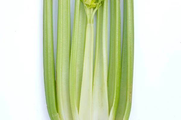 Čerstvý Celer Bílém Pozadí Horní Pohled — Stock fotografie