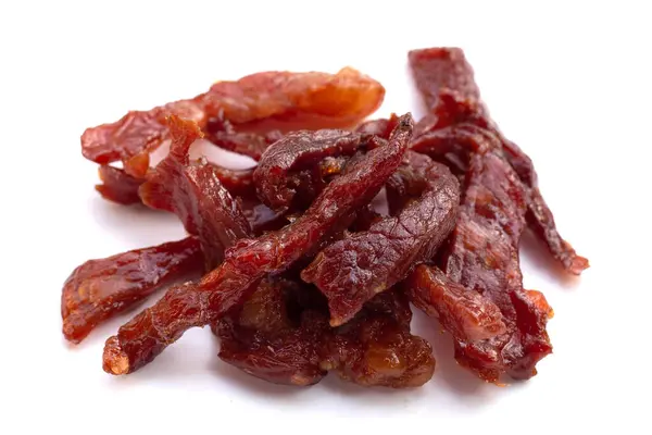 Fried Dried Beef White Background — Stock Photo, Image