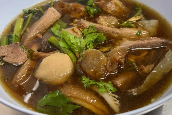 Sopa Carne Deliciosa Tha Estilo — Fotografia de Stock