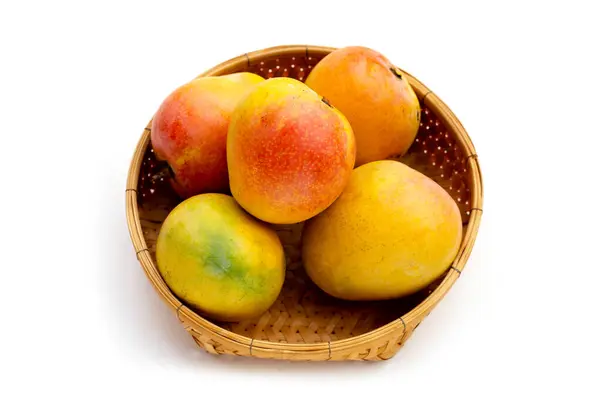 Mango Fundal Alb Fructe Tropicale — Fotografie, imagine de stoc