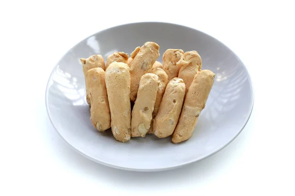 Light Crispy Almond Meringue Cookies — Stock Photo, Image