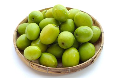 Beyaz arka planda yeşil jube meyveleri.