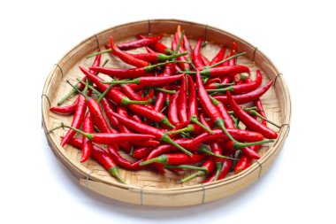 Beyaz arkaplanda kırmızı biber