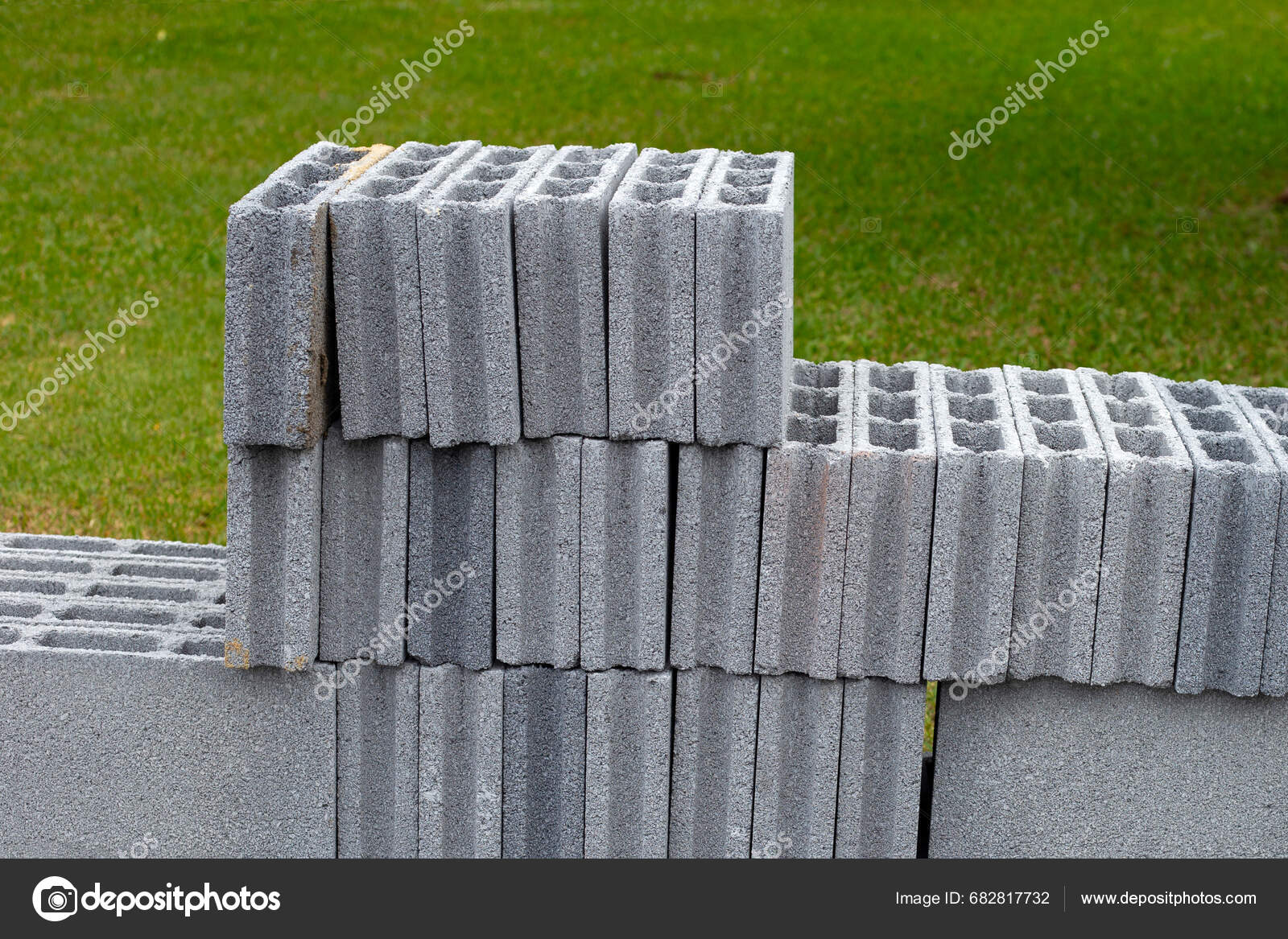 Cement Solid Brick Blocks Made Sand Lime Concrete Materials Stock Photo