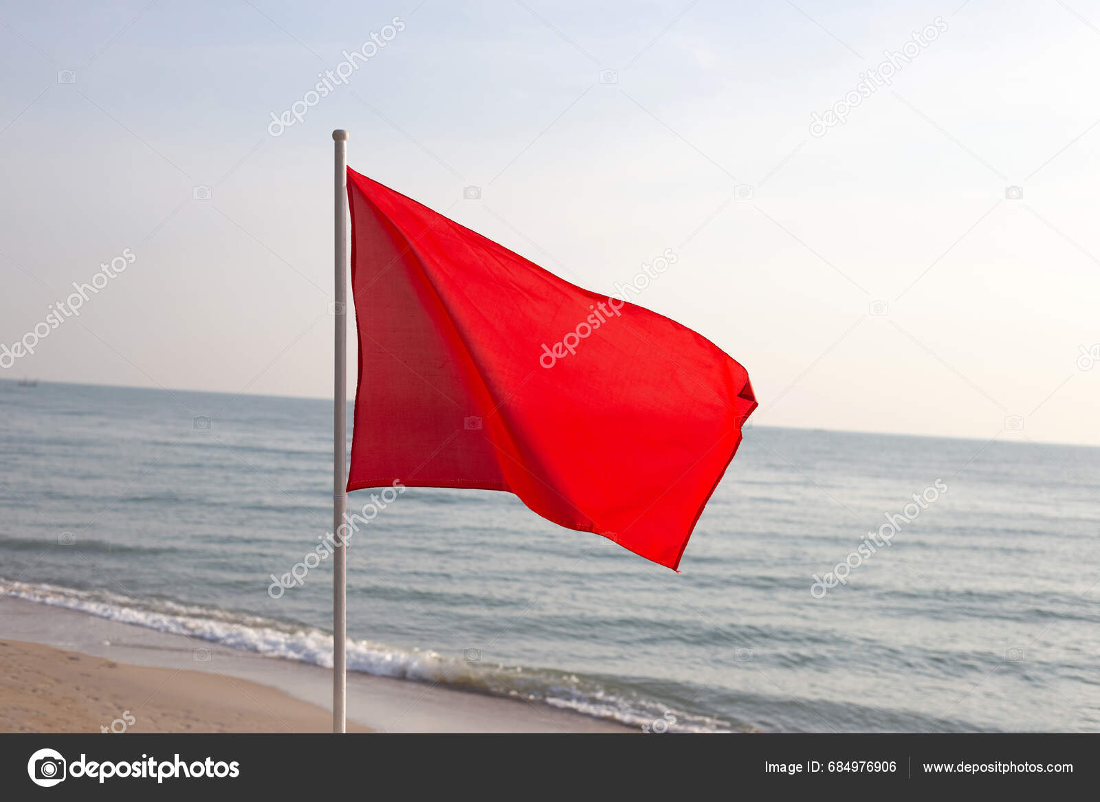 Red Flag Warning Sign Beach Stock Photo by ©Bowonpat 684976906