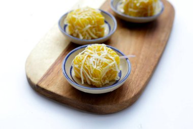 Buharlı balkabağı keki. Tayland Tatlıları.