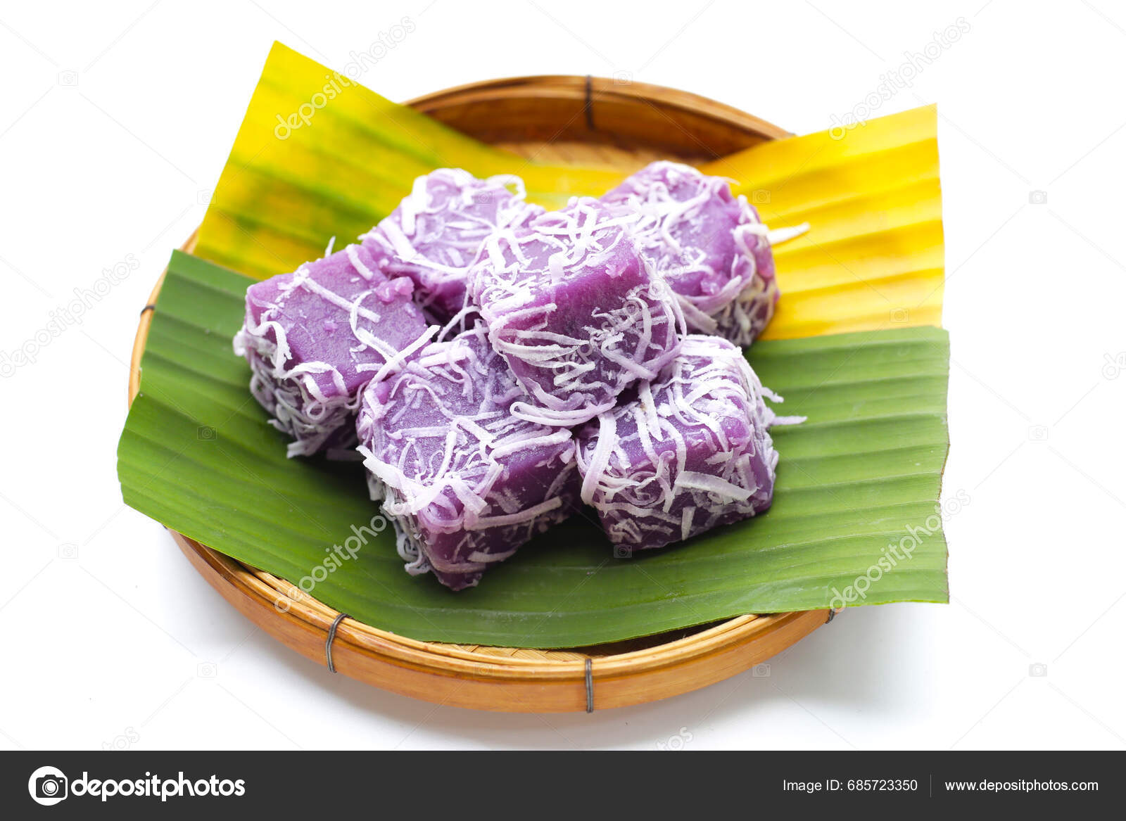 Steam Purple Sweet Potato Cake Thai Desserts Stock Photo by ©Bowonpat