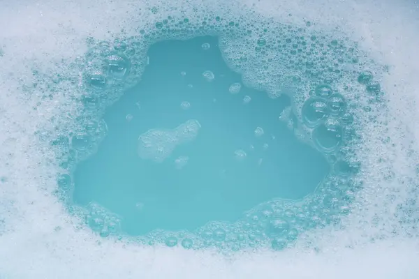 Воздушный Пенный Пузырь Воде Голубой Фон Мыльный Пузырь Стоковое Изображение