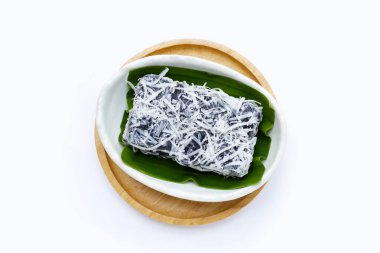 Siyah hindistan cevizli tatlı puding. Tayland Tatlıları.