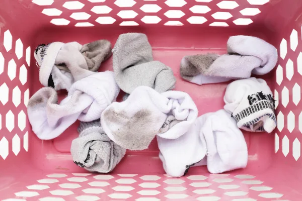 Špinavé Bílé Ponožky Koši Prádlo Stock Obrázky